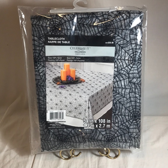 Halloween Party Iridescent Spider Web Tablecloth - Picture 2 of 7